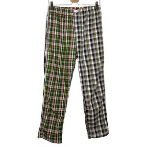 Sleepy Jones Navy Red Green Yellow White Plaid Cotton Marina Pajama Pants Small
